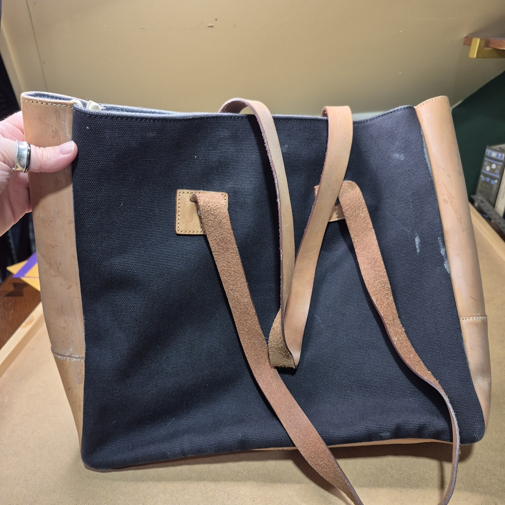 Jack Spade Black and Brown Canvas Messenger Bag